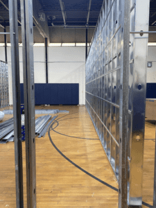 Framing for MS Temporary Classrooms in Small Gym