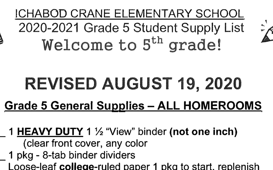 Middle School 20-21 School Supply Lists – Updated: September 4