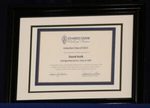 Wall of Fame Certificate for David Kolb