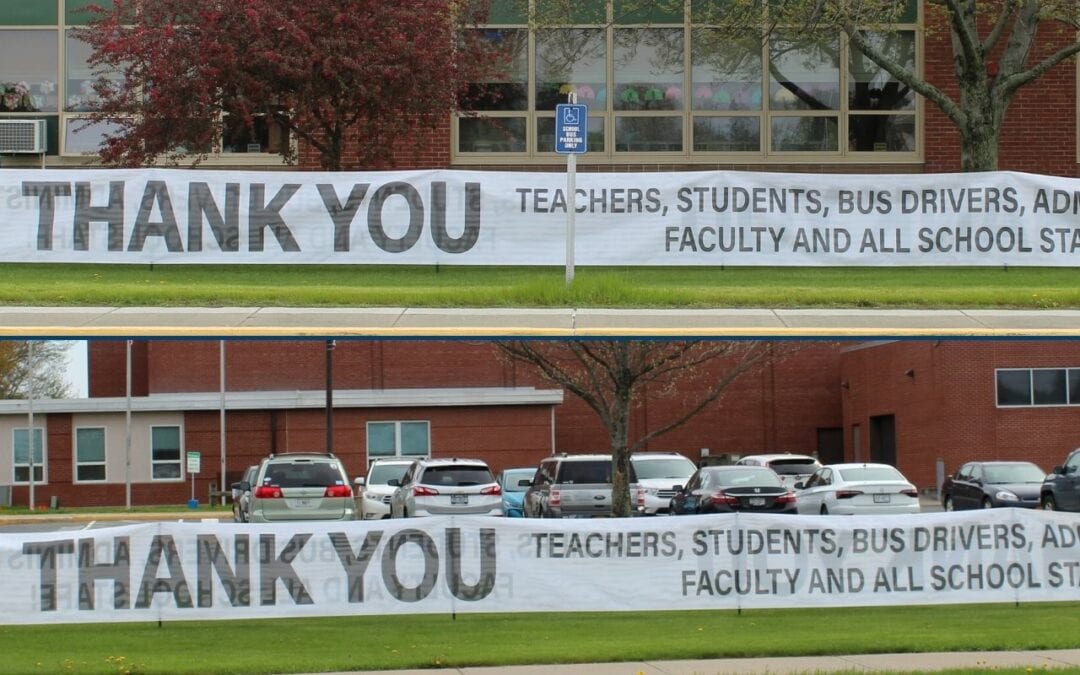 Staff Surprised by BIG Thank You Signs Upon Arriving at Work!