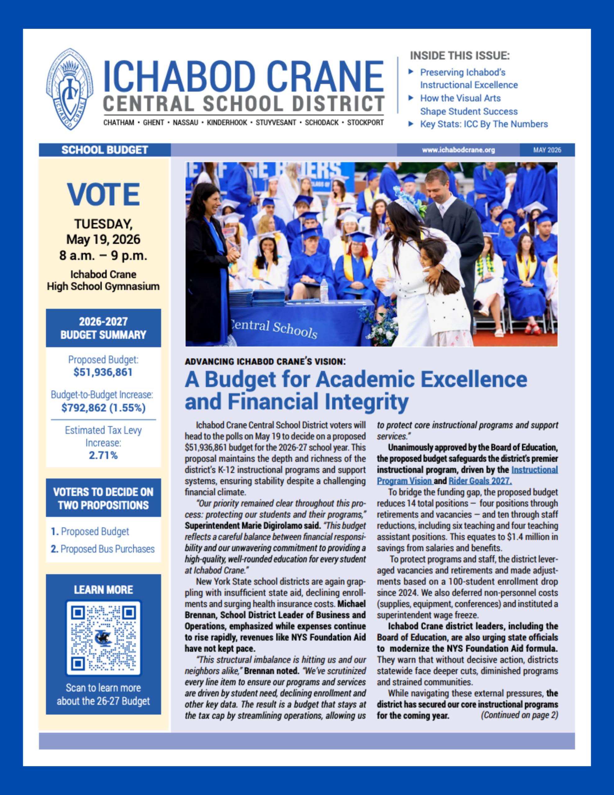 Image of the frontpage of the 26-27 Budget Newsletter