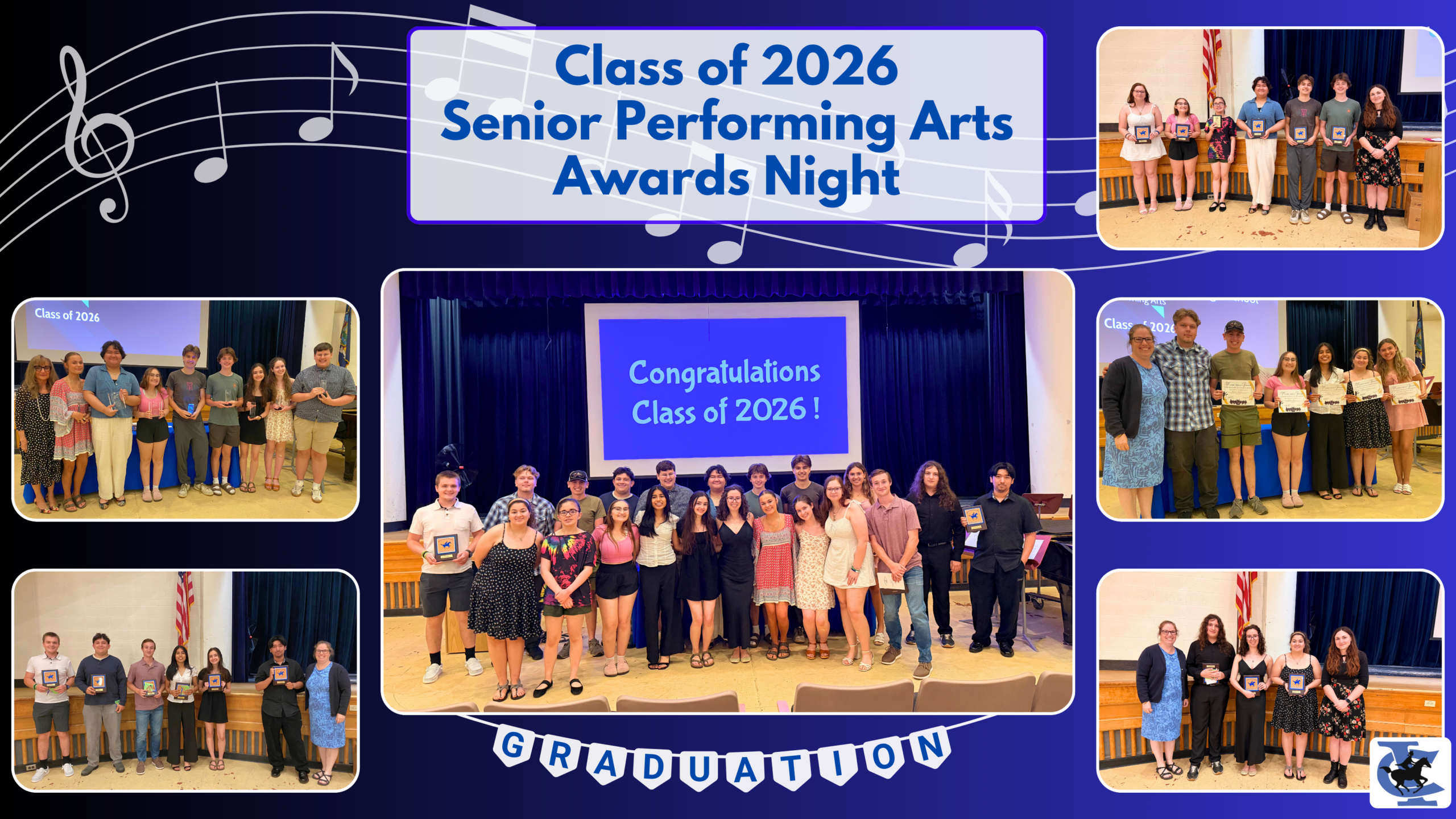 Collage of photos of Senior Performing Arts Students recognized at a recent ceremony